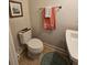 Clean powder room featuring a toilet, sink, and towel rack with neutral wall color and accent towels at 205 Grand Palm Ln, Summerville, SC 29485