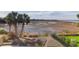 Tranquil marsh view from the backyard featuring palm trees and a spacious patio area at 23 Lowndes Pointe Dr, Charleston, SC 29403