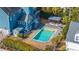 Wonderful aerial shot featuring a backyard oasis with a private pool and covered dining space at 2975 Yachtsman Dr, Mount Pleasant, SC 29466