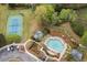Aerial view of a community pool with lush landscaping and a gazebo at 3125 Sturbridge Rd, Mount Pleasant, SC 29466