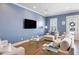 Comfortable living room with lots of seating, a large TV, natural light and neutral colors at 3125 Sturbridge Rd, Mount Pleasant, SC 29466