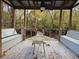 Relaxing exterior dock with benches surrounded by trees and nature at 3695 Cannon Rd, Round O, SC 29474