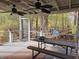 Spacious screened-in porch with ceiling fans and a view of the woodsy backyard at 3695 Cannon Rd, Round O, SC 29474