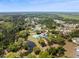 Expansive aerial shot of the community surrounded by trees, showcasing pool, tennis courts, and winding pathways at 4045 Oxeye Loop, Johns Island, SC 29455
