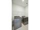 Laundry room complete with shelving and modern washer and dryer units at 4045 Oxeye Loop, Johns Island, SC 29455