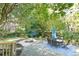 Relaxing backyard with a stone patio, fire pit, and comfortable outdoor dining under mature trees at 405 Springfield Rd, Mount Pleasant, SC 29464