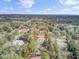 Aerial view of the property surrounded by mature trees, showcasing the generous lot size and landscaping at 710 S Main St, Summerville, SC 29483