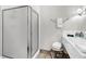 Bathroom features glass enclosed shower at 710 S Main St, Summerville, SC 29483