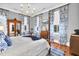 Spacious bedroom features hardwood flooring, blue and white accents, and natural light at 710 S Main St, Summerville, SC 29483