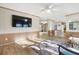 Open concept living room with wood-style flooring, recessed lighting, and neutral wall colors at 754 Miriam Ln, Ridgeville, SC 29472