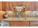 Well-lit kitchen featuring granite countertops, stainless steel sink, and wood cabinets at 103 Night Hawk Ln, Summerville, SC 29485