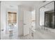 Bathroom boasts tile floors, quartz counters, modern fixtures and a shower at 118 Freeman St, Mount Pleasant, SC 29464