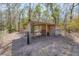 Rustic chicken coop in a wooded backyard, perfect for hobby farmers and animal lovers at 1365 Whippoorwill Farm Rd, Johns Island, SC 29455