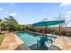 Backyard pool with blue lounge chairs and blue patio umbrella at 1962 Bellona St, Charleston, SC 29492
