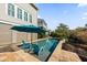 Backyard pool with blue lounge chairs and blue patio umbrella at 1962 Bellona St, Charleston, SC 29492