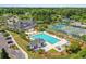 Aerial view of neighborhood amenities including pool, clubhouse, and tennis courts at 2745 Oak Manor Dr, Mount Pleasant, SC 29466