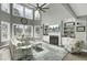 Inviting living room with soaring ceilings, large windows, fireplace, and comfortable furnishings at 2745 Oak Manor Dr, Mount Pleasant, SC 29466