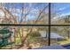 Scenic backyard view from screened-in porch, showcasing a lake and mature trees at 305 Lanyard St, Johns Island, SC 29455