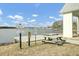 Community pier beside a covered picnic pavilion with lake access, promoting waterside leisure and social gatherings at 314 Foxbank Plantation Blvd, Moncks Corner, SC 29461