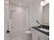 Bathroom with marble floors, vanity and a shower with new fixtures at 3434 Kit Freeman Ln, Johns Island, SC 29455