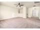 Large bonus room with carpet flooring, a ceiling fan, and a storage nook at 406 Butterfly Bush Dr, Goose Creek, SC 29445