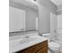Bathroom featuring vanity, large mirror, white toilet, and shower/tub combo at 4064 Bonaparte Dr, North Charleston, SC 29418