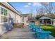 Inviting back porch features blue chairs and a wooden deck, perfect for relaxing outdoors at 5034 Pittman St, North Charleston, SC 29405