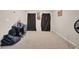 Bedroom featuring a mounted buck head, American flag art, fan, and carpeted flooring at 518 Mountain Laurel Cir, Goose Creek, SC 29445
