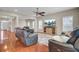 Cozy living room with hardwood floors, neutral tones, and comfortable reclining furniture at 518 Mountain Laurel Cir, Goose Creek, SC 29445
