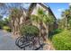 Exterior of condo featuring bicycle rack with bicycles parked in front of the unit and mature landscape at 1407 Shipwatch Rd, Kiawah Island, SC 29455