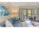 Relaxing living room showcasing cozy seating, natural light and balcony access with nature views at 1407 Shipwatch Rd, Kiawah Island, SC 29455