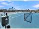Bright blue community tennis courts surrounded by palm trees offer a fun recreational amenity at 15 Back Ct, Isle of Palms, SC 29451