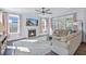Bright living room featuring a fireplace, large windows, and comfortable couches at 170 Callibluff Dr, Summerville, SC 29486