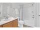 Well-lit bathroom featuring a single sink vanity and a shower-tub combo at 3049 Park West Blvd, Mount Pleasant, SC 29466