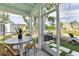 Screened-in porch with outdoor seating, lush landscaping, and relaxing atmosphere at 351 Claret Cup Way, Charleston, SC 29414