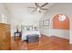 Bedroom with hardwood floors, arched alcove and unique furnishings at 5429 Roxbury Dr, North Charleston, SC 29418