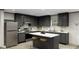 Modern kitchen featuring sleek gray cabinetry, stainless steel appliances, and a center island with bar stool seating at 626 Dennis Ridge Rd, Bonneau, SC 29431