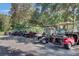 Image features a row of parked golf carts under a canopy of trees, showing the community's recreational amenities at 8757 E Fairway Woods Dr, North Charleston, SC 29420