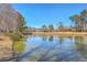 Reflective pond with tree-lined shores offering a peaceful view within a picturesque neighborhood at 8757 E Fairway Woods Dr, North Charleston, SC 29420