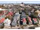 Aerial shot overlooking a street with colorful homes and the cityscape beyond at 108 Smith St # 108-C, Charleston, SC 29403