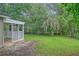 Backyard with a screened-in porch, lush green lawn, and mature trees at 112 Pine Grove Dr, North Charleston, SC 29420