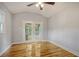 Bedroom with vaulted ceilings, ceiling fan, and access to balcony at 112 Pine Grove Dr, North Charleston, SC 29420