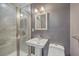Modern bathroom featuring glass shower and a sink with brushed nickel fixtures at 1186 French Santee Rd, Jamestown, SC 29453