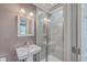 Bathroom featuring tiled glass shower and sink with brushed nickel fixtures at 1186 French Santee Rd, Jamestown, SC 29453