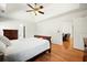 Comfortable main bedroom featuring hardwood floors, a ceiling fan, and a vaulted ceiling at 121 Arrowridge Ct, Summerville, SC 29485