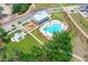 Aerial view of the community pool, playground, and clubhouse with ample parking at 2280 Minfarm Way # 529, Mount Pleasant, SC 29466