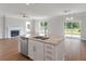 Bright kitchen island with stainless steel dishwasher and hardwood flooring at 2838 Otranto Rd, North Charleston, SC 29406