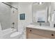 Bathroom featuring a white subway tiled shower with a white toilet and marble countertop vanity at 3864 Summerton St, Mount Pleasant, SC 29466