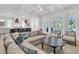 Open-concept living room with kitchen view, comfortable seating, and hardwood floors at 3864 Summerton St, Mount Pleasant, SC 29466