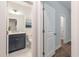 Beautiful bathroom featuring a navy blue vanity, white marble countertop, and modern finishes at 412 Katies Scenic Ct, Charleston, SC 29492